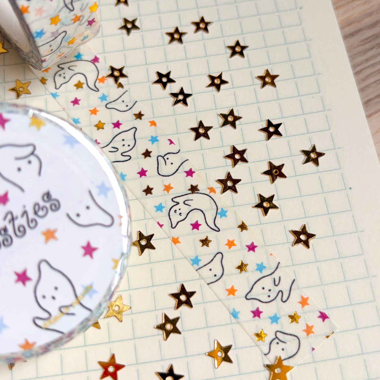 COMING SOON: Veronica Porlier Illustrations - Ghosties Gold Foiled Washi Tape