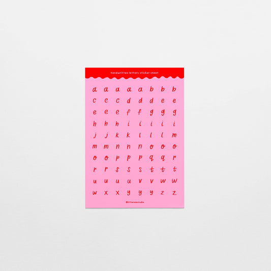 Tillie Rose Studio - Pink and Red Handwritten Letters Sticker Sheet