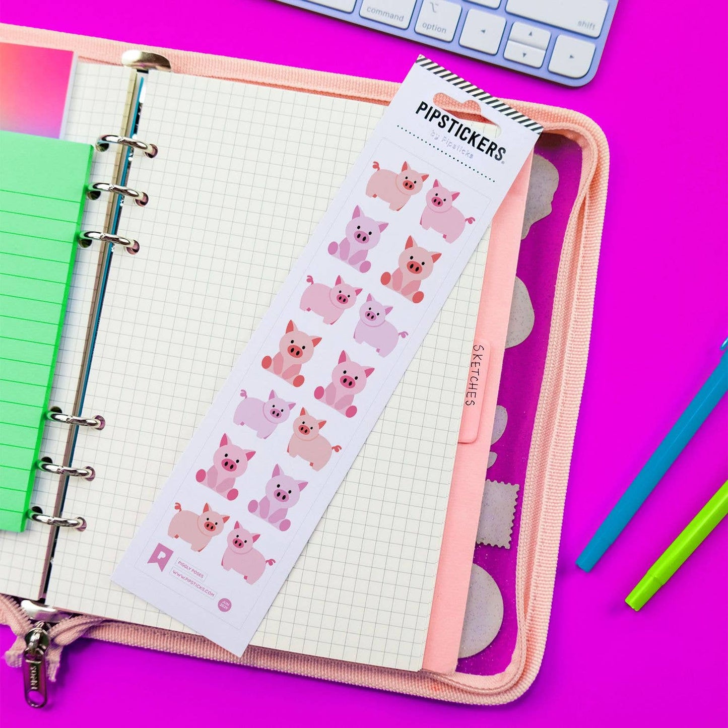 Pipsticks Piggly Poses Sticker Sheet