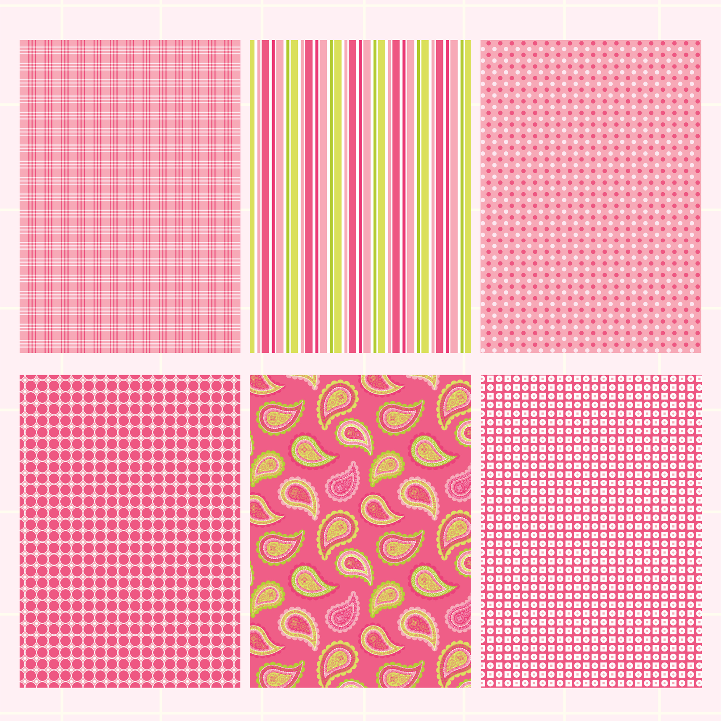 Pink and Green Retro Scrapbook Paper Pack