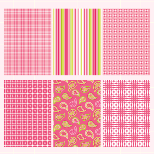Pink and Green Retro Scrapbook Paper Pack