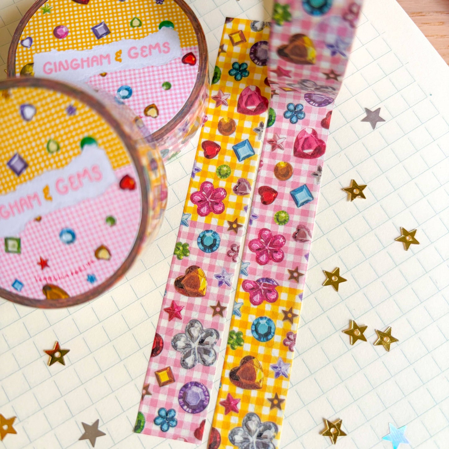 COMING SOON: Veronica Porlier Illustrations - Gingham & Gems Washi Tape