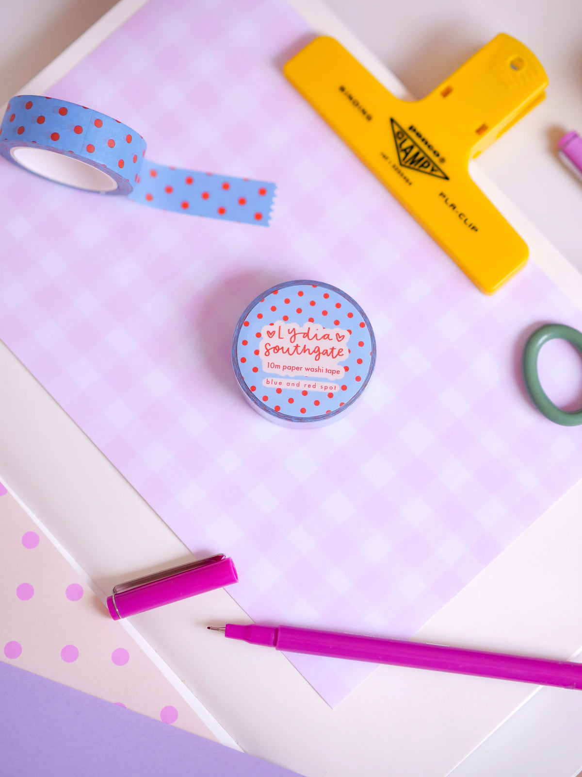 Coming Soon: Lydia Southgate - Blue and Red Spot Washi Tape