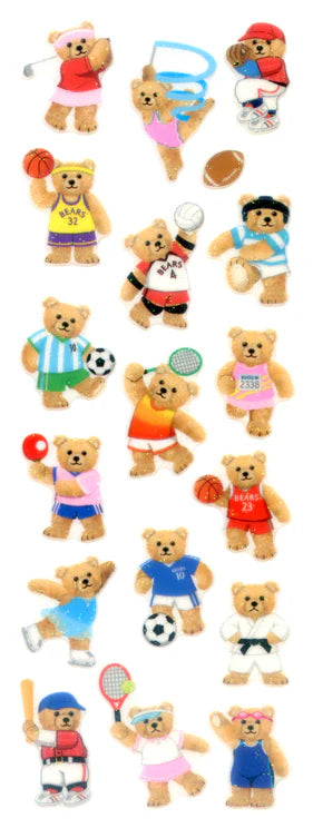 Sticker Fun Sparklies Sports Teddy Stickers