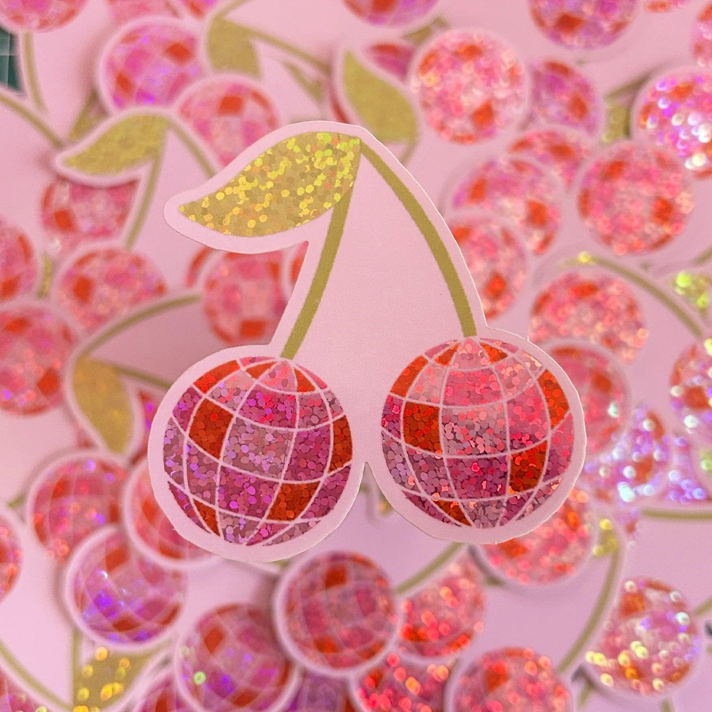 Lydia Southgate - Disco Cherries Glitter Vinyl Sticker