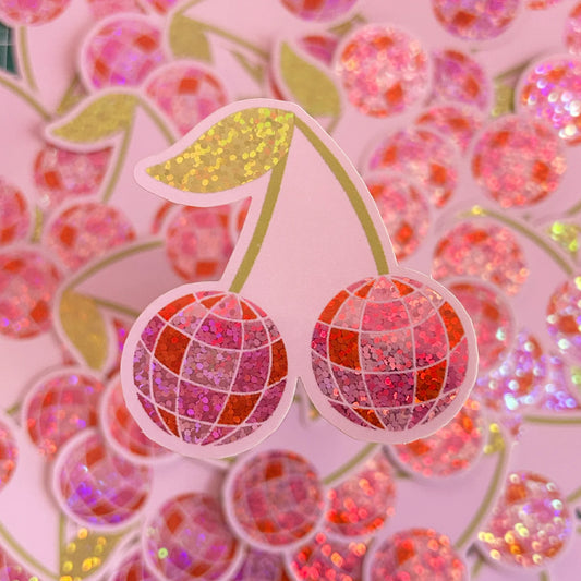Lydia Southgate - Disco Cherries Glitter Vinyl Sticker
