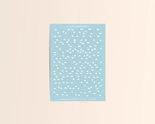 Coming Soon: Lydia Southgate - Illustrated Bubble Letters Sticker Sheet - Clouds