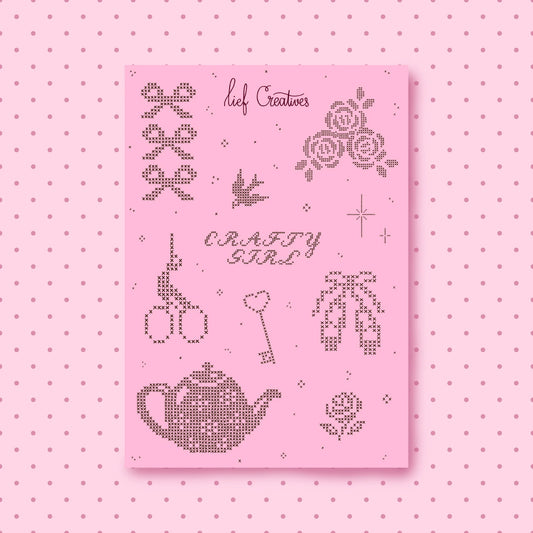 Coming Soon: Lief Creatives Cross Stitch A6 Sticker Sheet