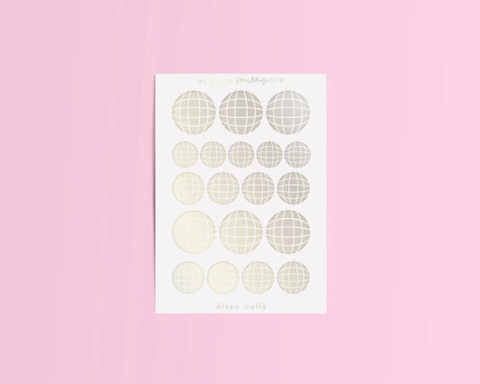 Coming Soon: Lydia Southgate - Silver Disco Balls Mini Sticker Sheet