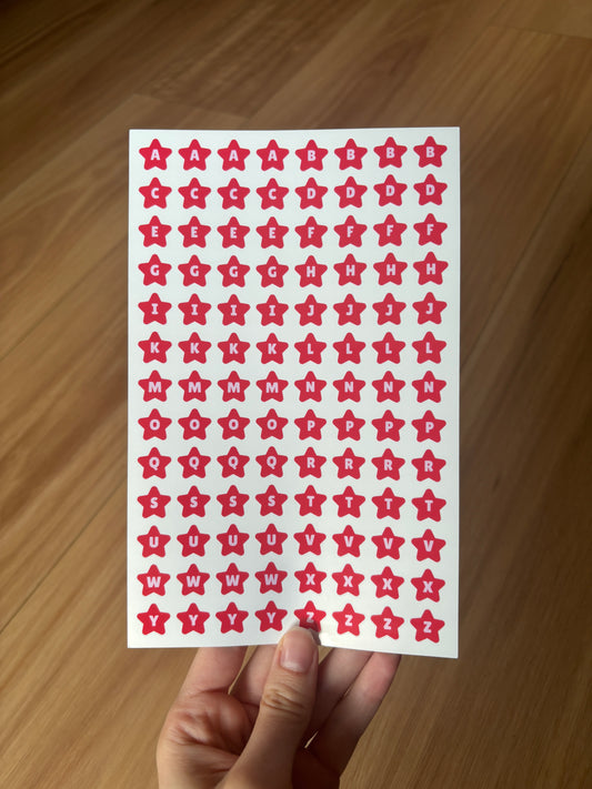 Pink and Red Star Letter Sticker Sheet