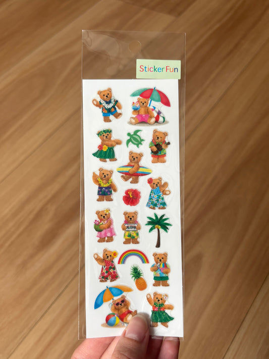 Sticker Fun Sparklies Teddy Bears in Hawaii