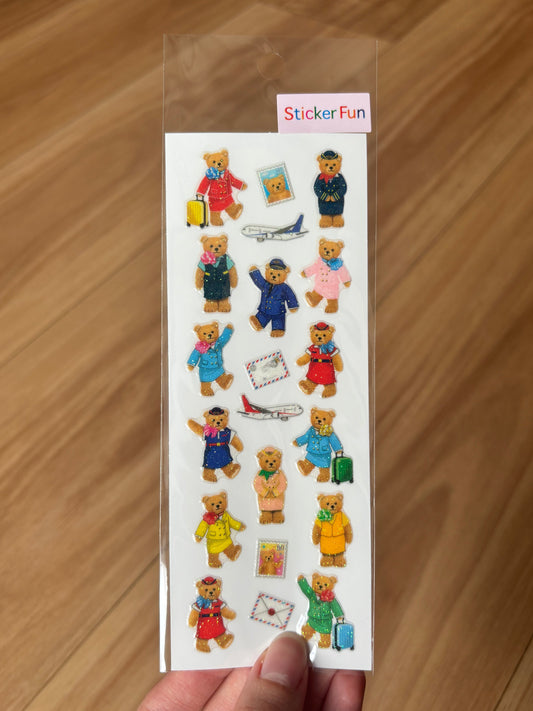 Sticker Fun Sparklies Airline Staff Teddy Bears