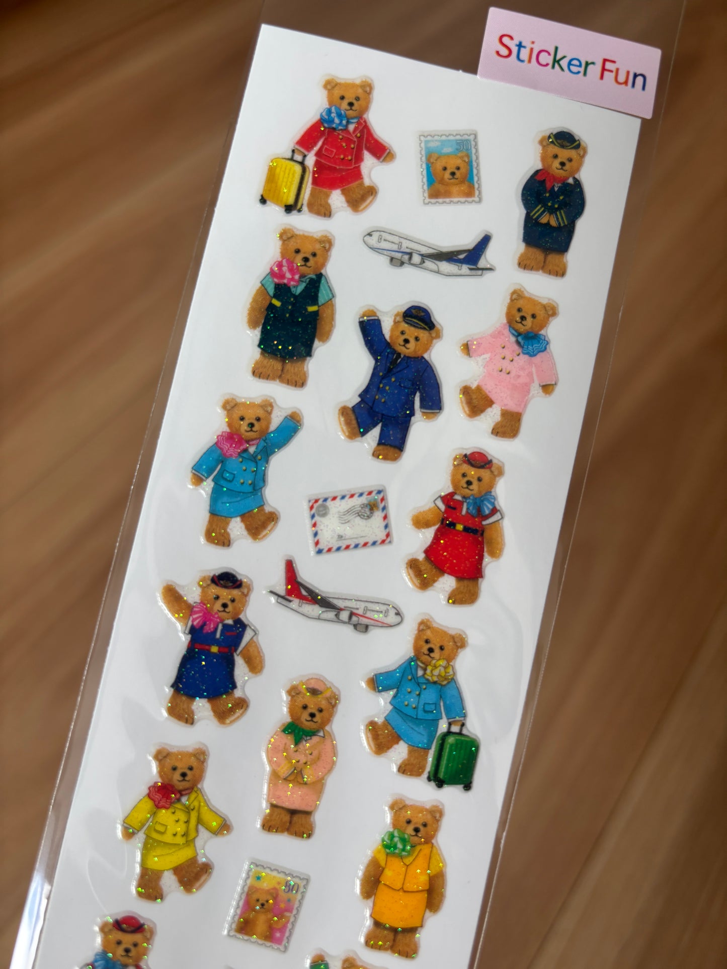 Sticker Fun Sparklies Airline Staff Teddy Bears