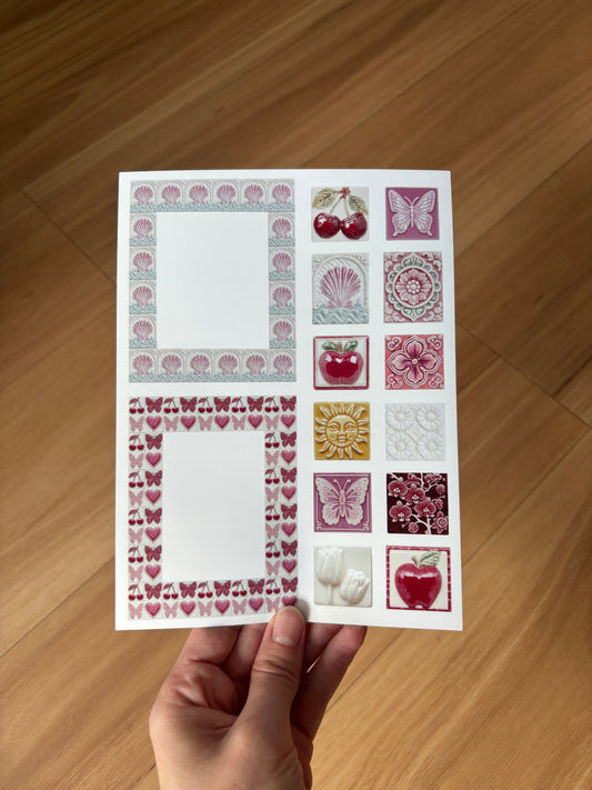 Whimsical Tile Frame Sticker Sheet