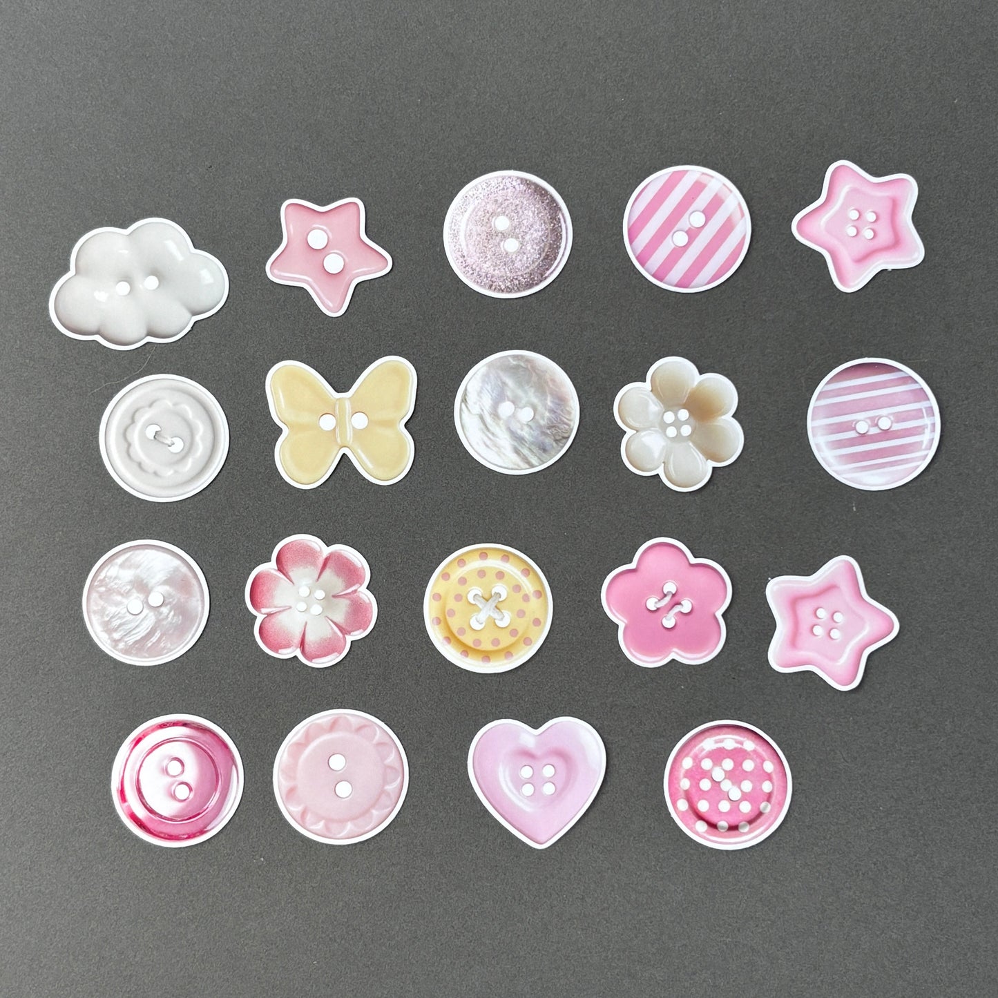 Pink Button Sticker Set