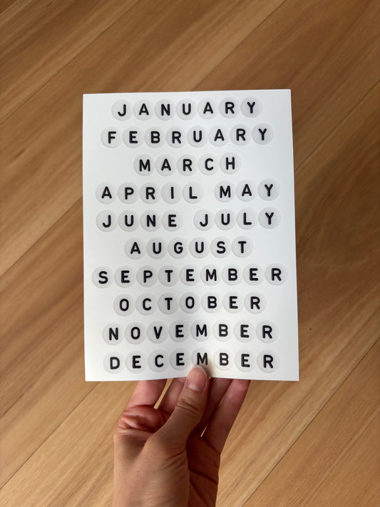 Months of the Year Bead Sticker Sheet