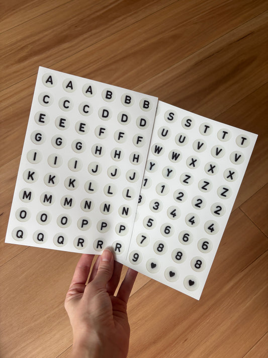 Large Letter Bead Sticker Sheet Set