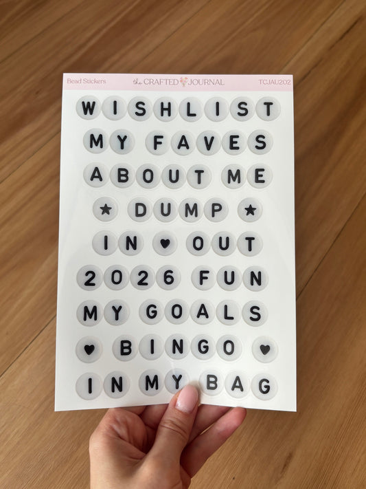 Journal Prompt Bead Sticker Sheet