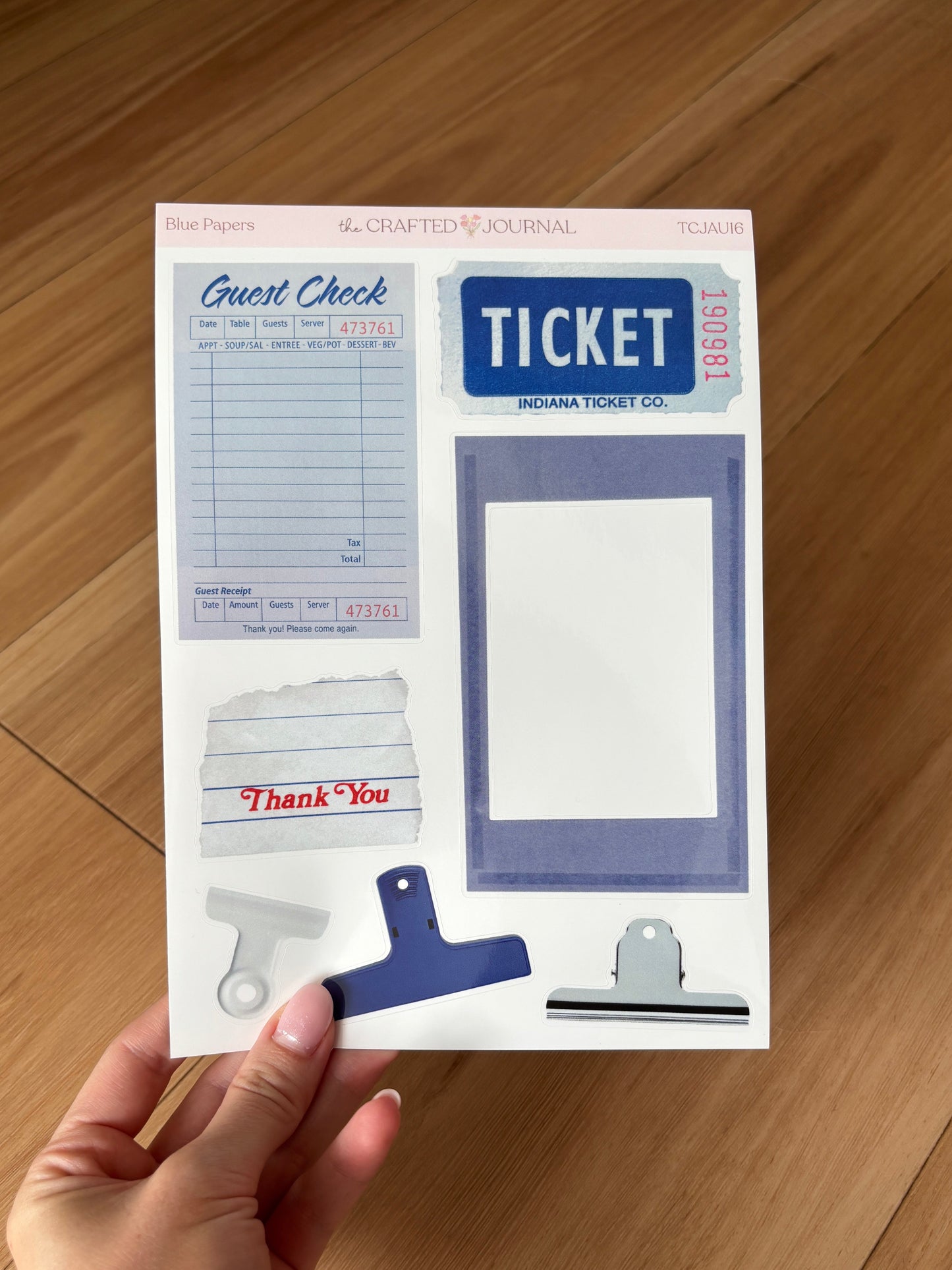 Blue Clips and Stationary Sticker Sheet