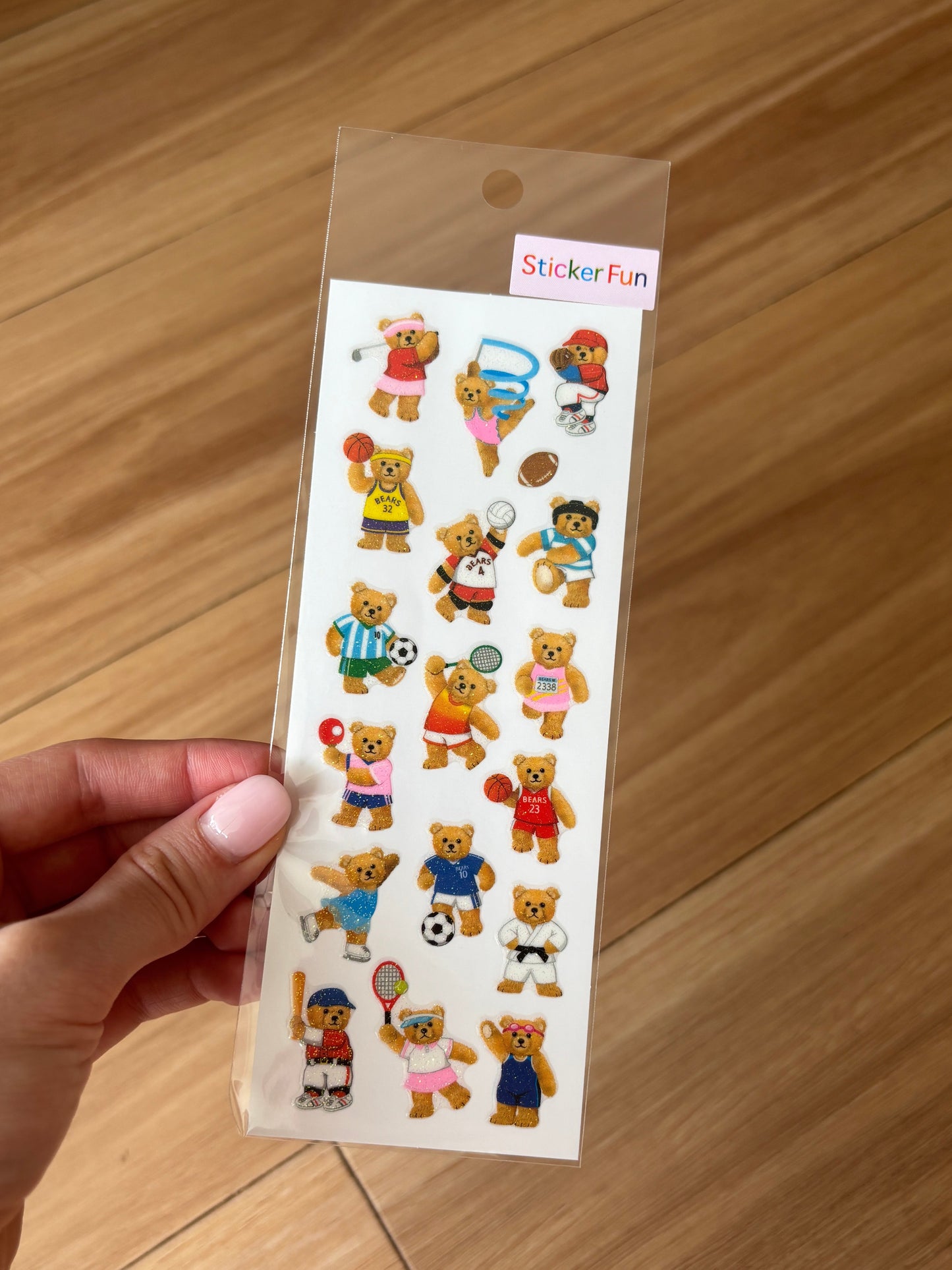 Sticker Fun Sparklies Sports Teddy Stickers