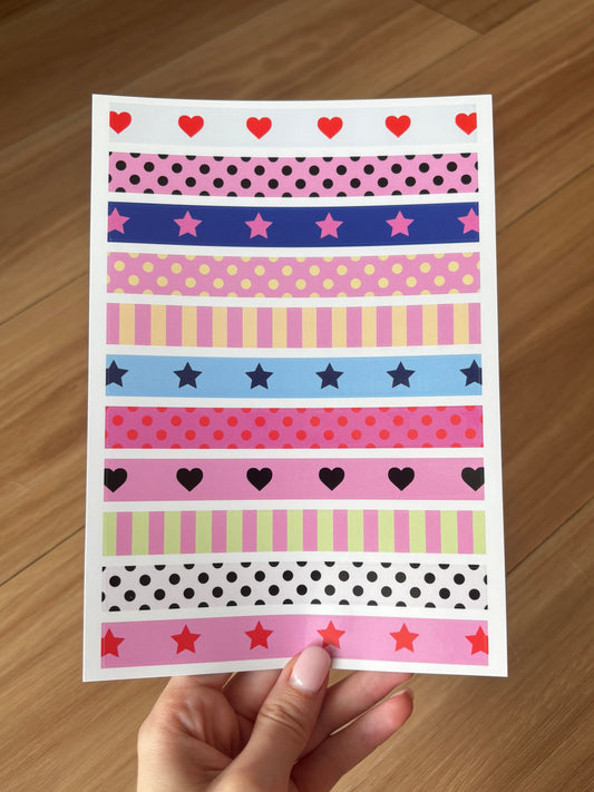Washi Tape Style Sticker Sheet