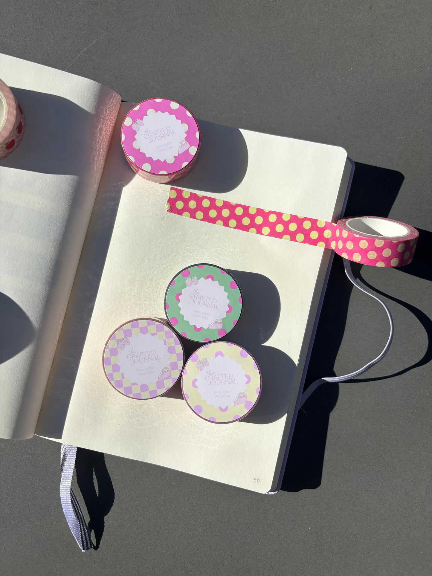 Vibrant Pink and Yellow Polka Dot Washi Tape