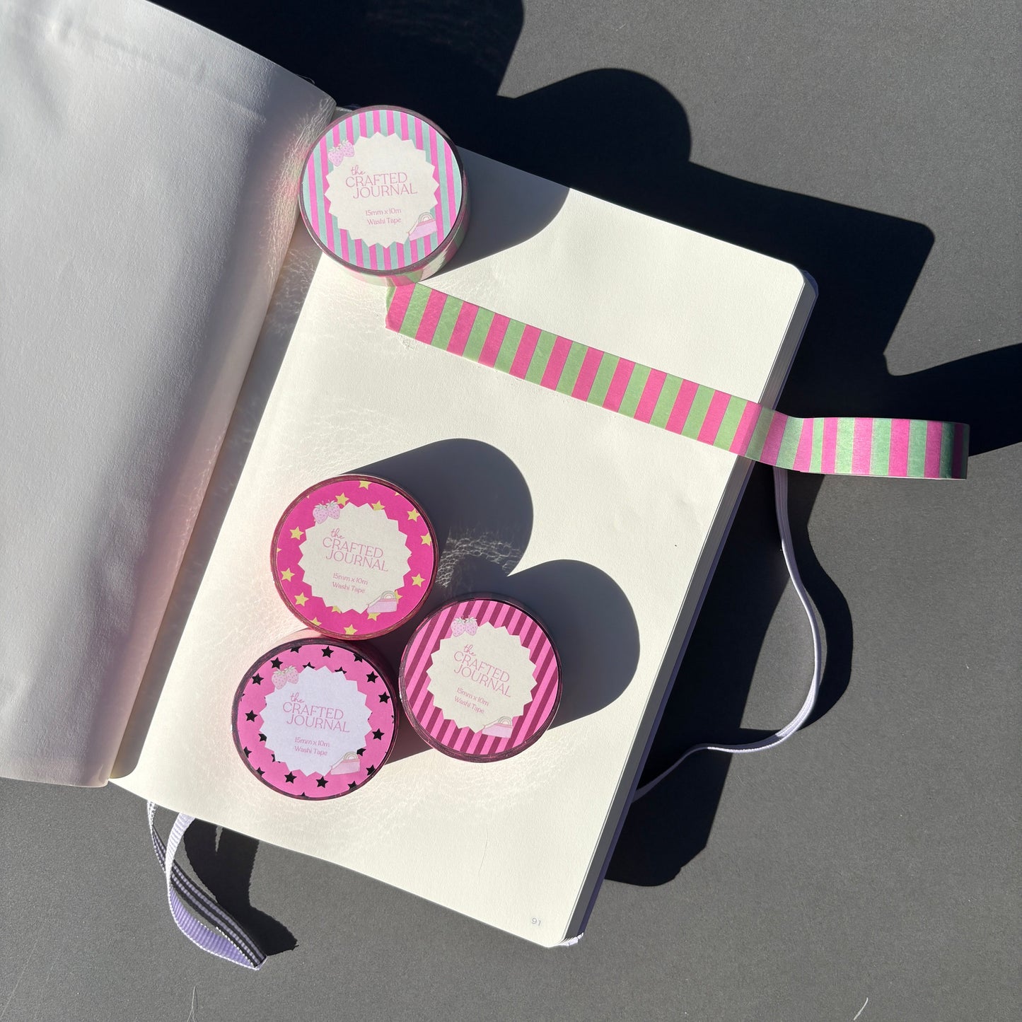Pink and Green Stripe Washi Tape