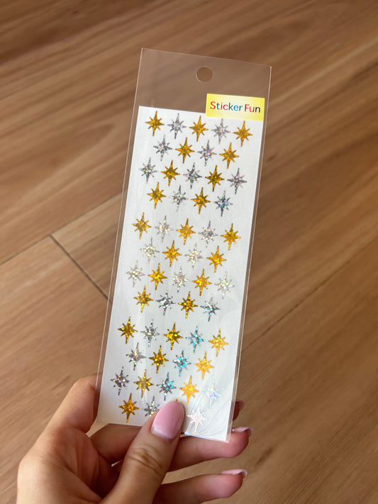 Sticker Fun Sparkly Silver and Gold Star Stickers