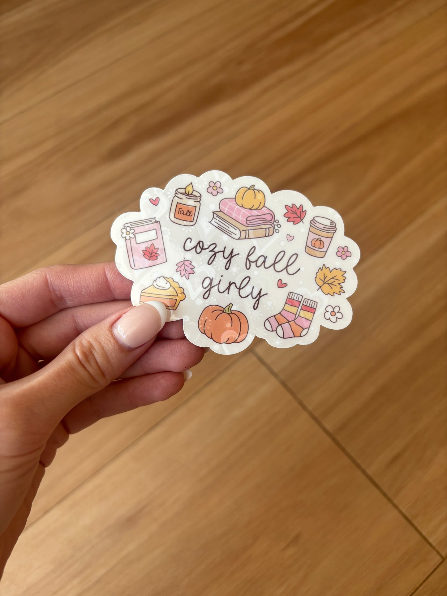 Holographic Heart Cozy Fall Girly Sticker