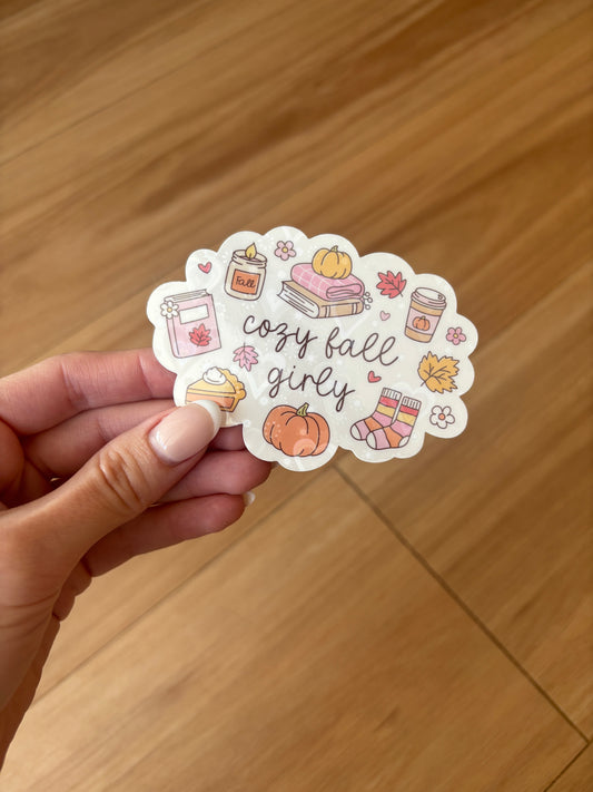 Holographic Heart Cozy Fall Girly Sticker