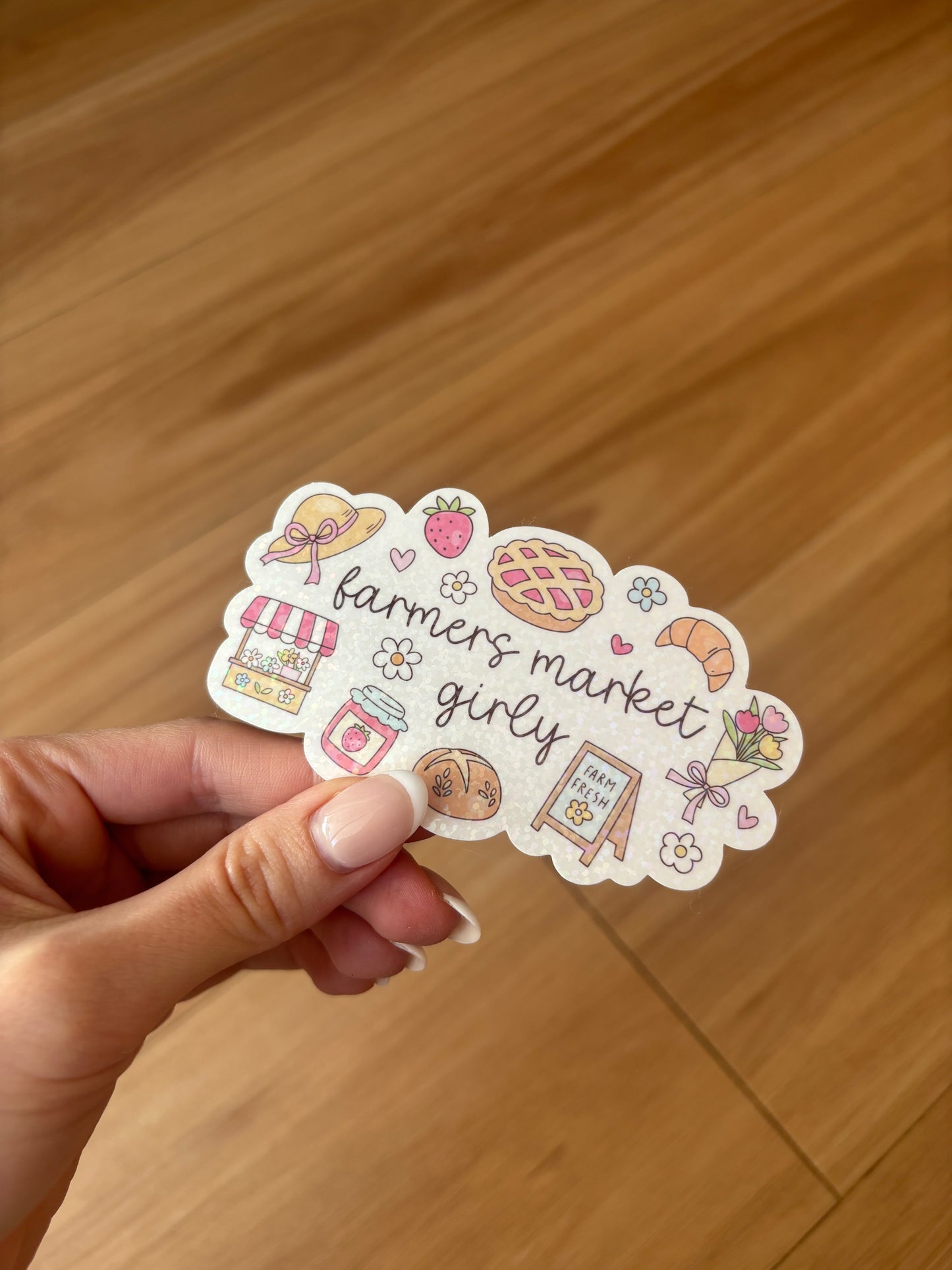Sparkly Farmers Market Girly Sticker