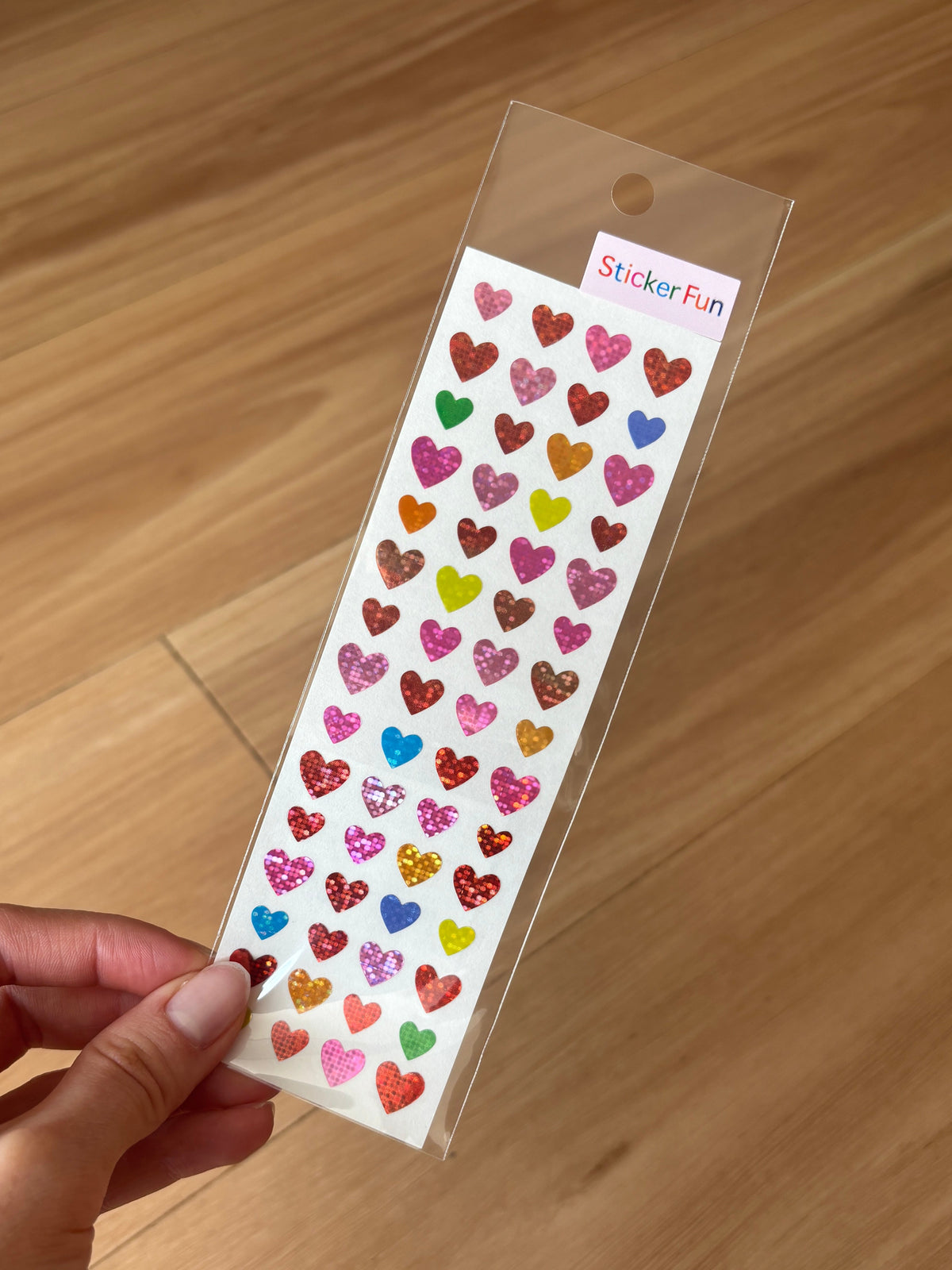 Sticker Fun Holo Multi-coloured Heart Stickers