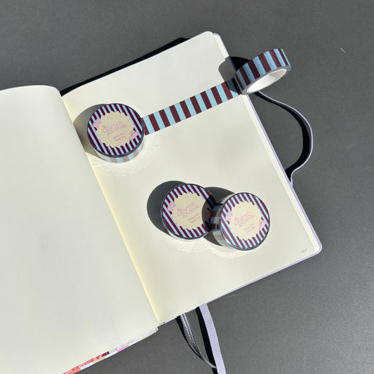 Blue and Maroon Stripe Washi Tape (B Grade)
