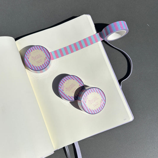Blue and Pink Stripe Washi