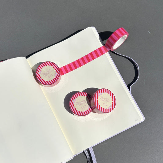 Red and Pink Stripe Washi