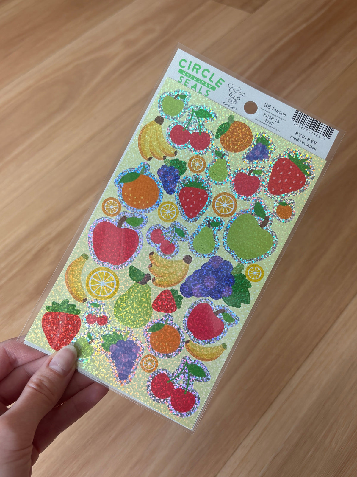 Circle Seal Stickers - Holographic Fruit Sticker Sheet