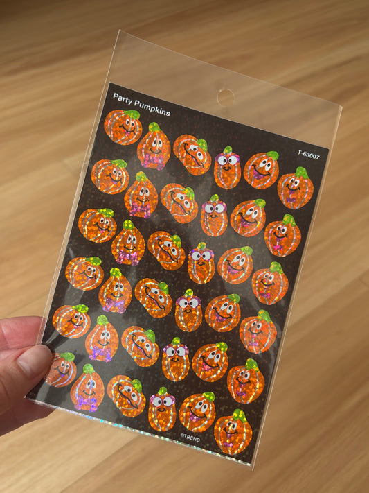 Circle Seal Stickers - Holographic Halloween Pumpkin Sticker Sheet