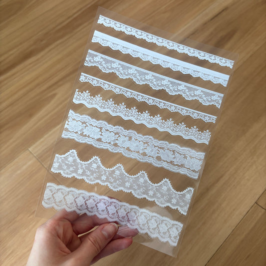 Clear White Lace Sticker Sheet