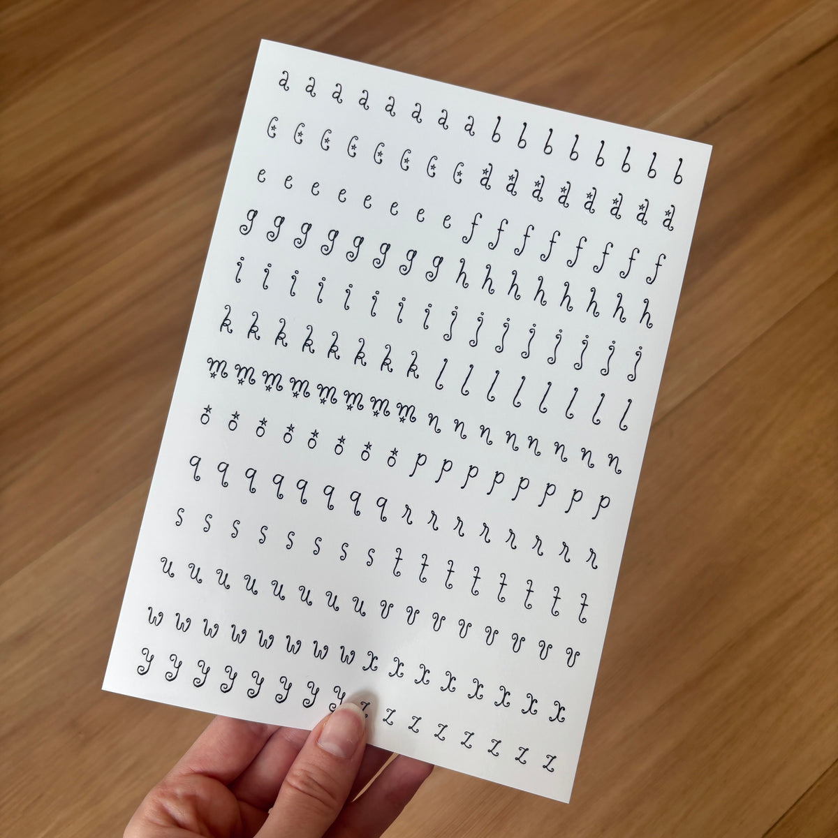 Black Swirly Letter Sticker Sheet