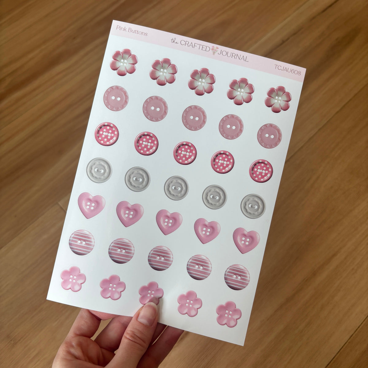 Pink Buttons Sticker Sheet