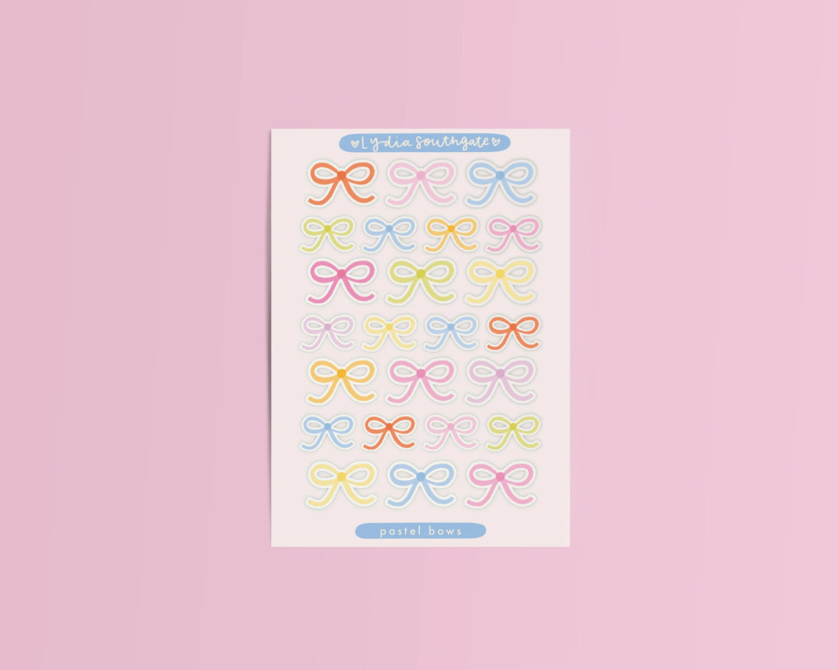 Coming Soon: Lydia Southgate - Colourful Bows Mini Clear Vinyl Sticker Sheet
