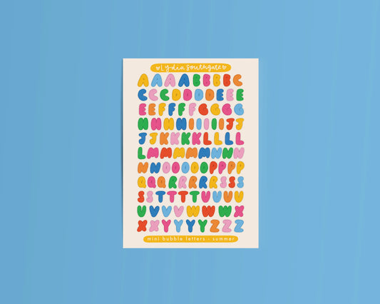 Coming Soon: Lydia Southgate - Mini Bubble Letters Sticker Sheet - Summer