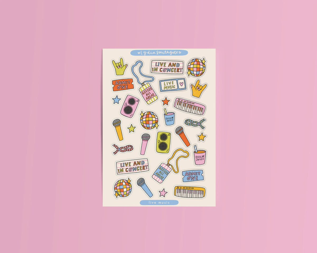Coming Soon: Lydia Southgate - Summery Concert Themed Clear Vinyl Sticker Sheet