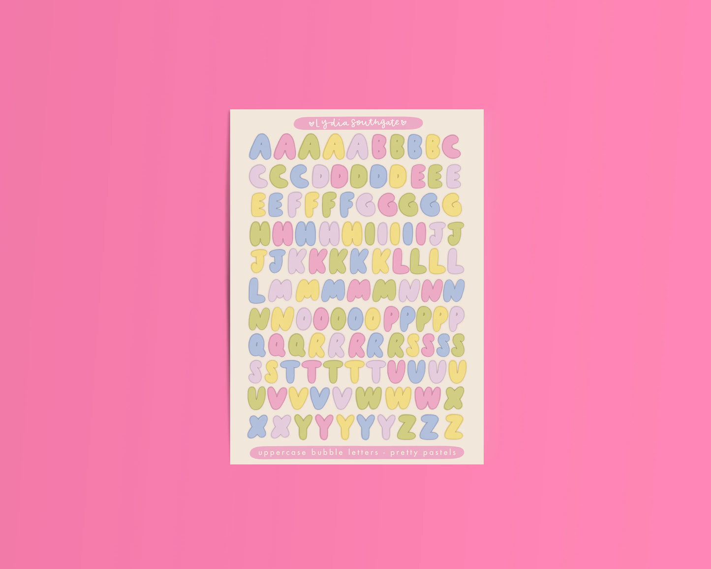 Lydia Southgate - Bubble Letter Sticker Sheet in Pretty