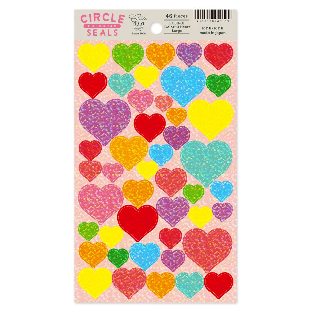 COMING SOON: Circle Seal Stickers - Holographic Heart Stickers