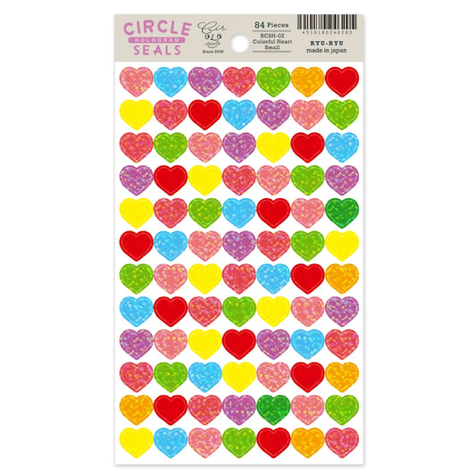 Circle Seal Stickers - Small Holographic Heart Stickers