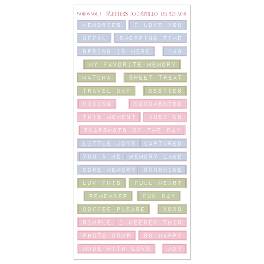 COMING SOON: Letters to Apollo - Words Sticker Sheet