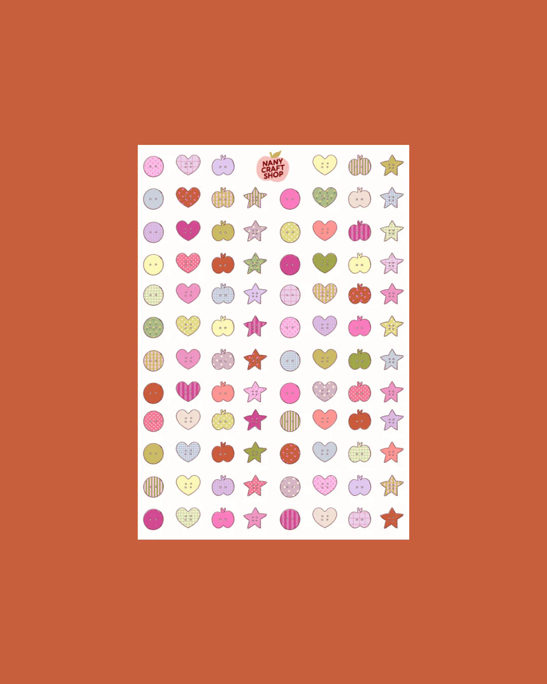 COMING SOON: Nany Craft Shop - Mini Buttons A5 Sticker Sheet