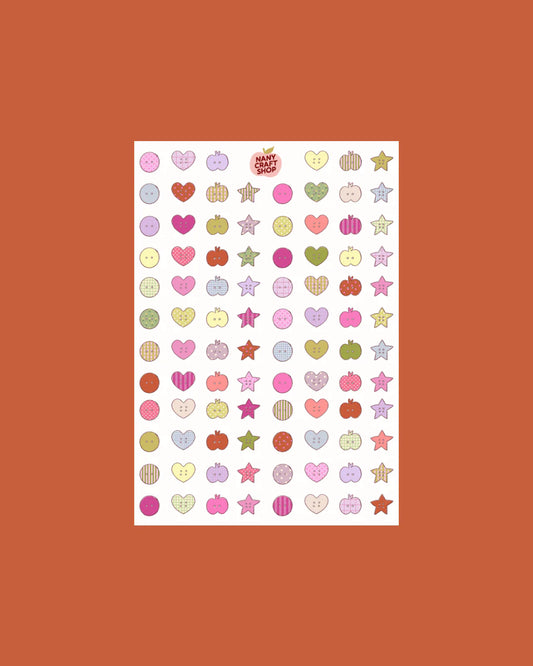 Nany Craft Shop - Mini Buttons A5 Sticker Sheet