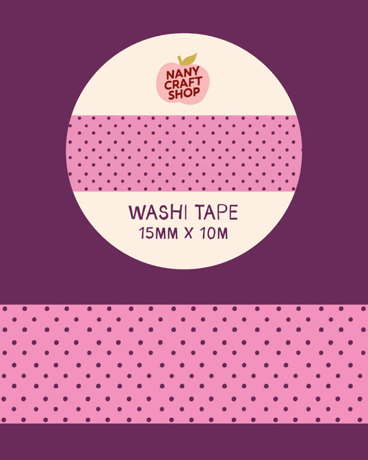 SHIPS IN MAY: Nany Craft Shop - Polka Dot Pink and Black Washi Tape